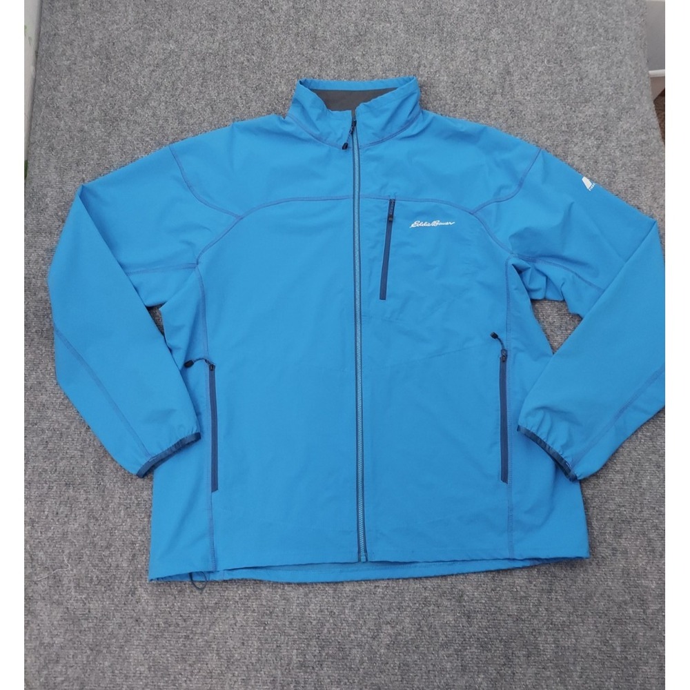 EDDIE BAUER First Ascent Jacket Mens XL Blue Full Zip Tech Zip Pockets Mock Neck
